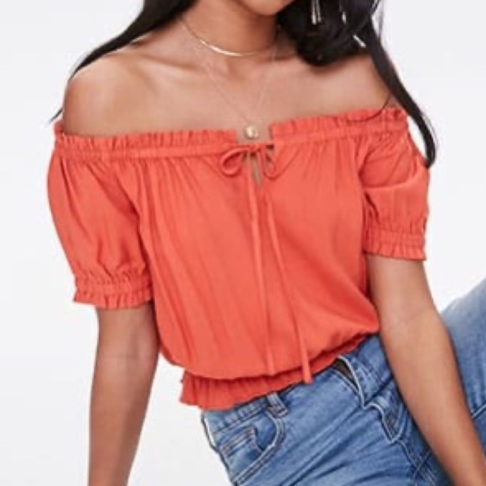 NWT Forever 21 Ruffled Off the Shoulder Top - Rust